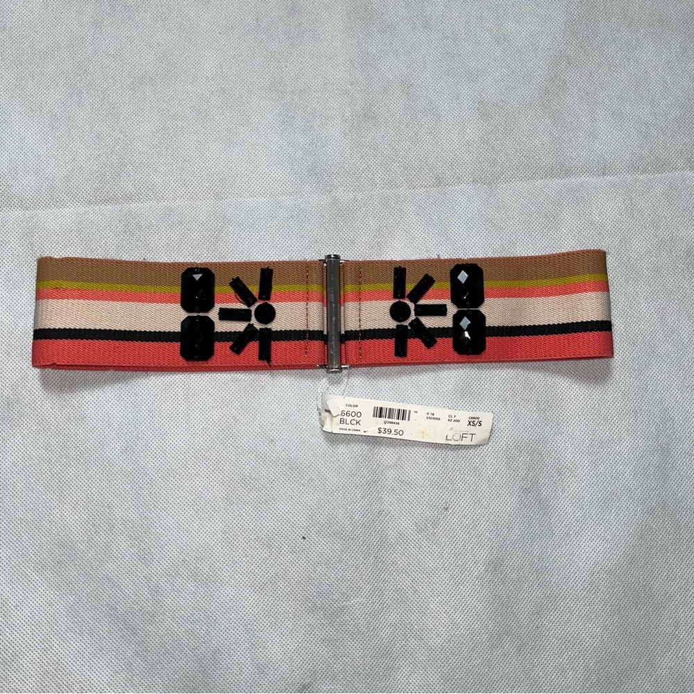 Ann Taylor Loft multi colored beaded design elastic stretch belt size XS/S